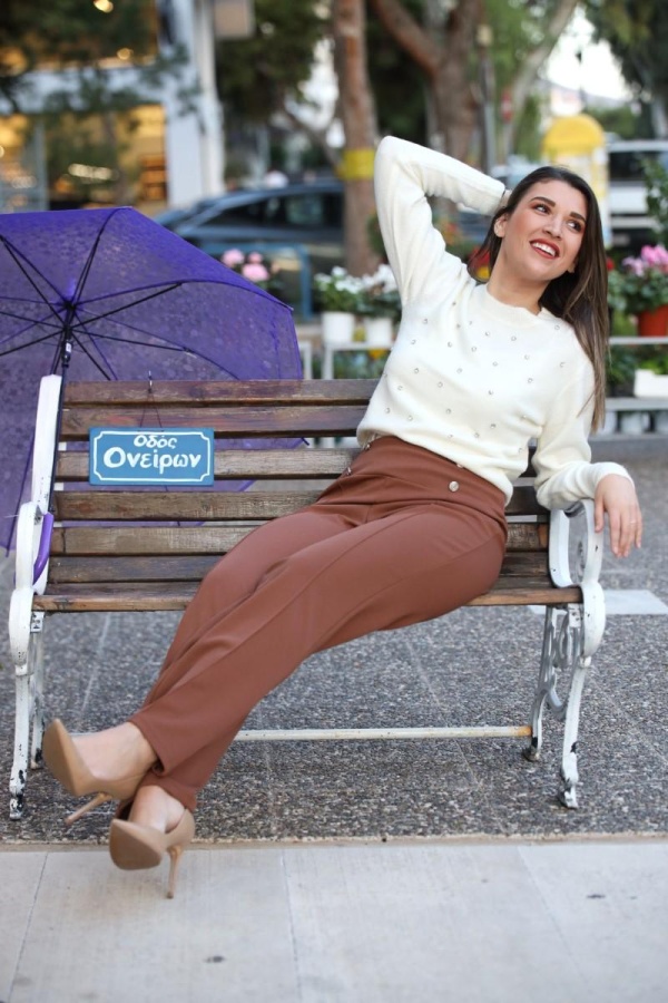 STELLA BUTTONED PANTS - BROWN